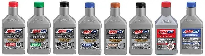 8 AMSOIL quart bottles. The full line of OE Series Synthetic Motor Oil